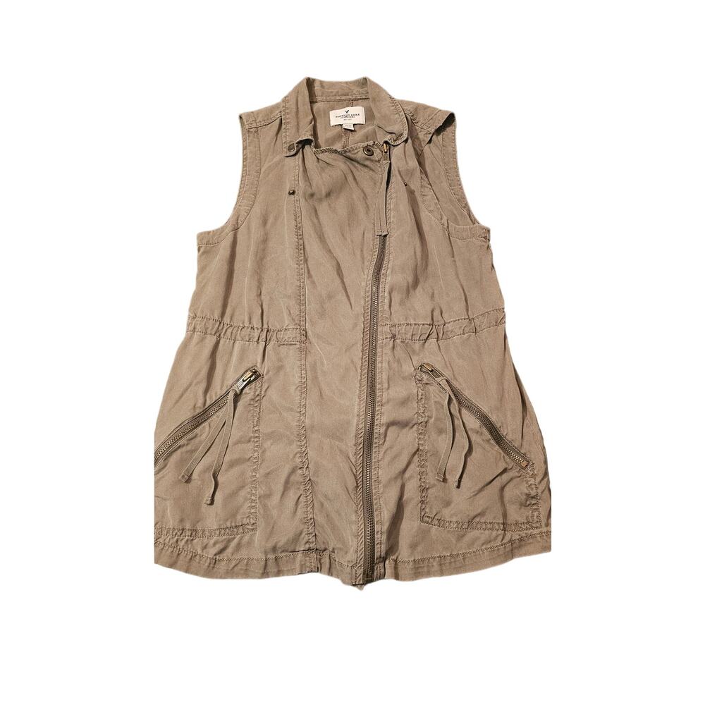 American Eagle green zip up cinchable‎ vest size XS